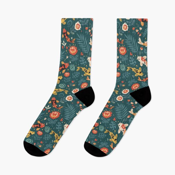 Item preview, Koi Carp Seamless Pattern in Folk Art Style – Scandinavian Folk Art by heidiannemorris © designed and sold by FOLK ART FUSION by heidiannemorris.
