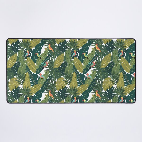 Item preview, Parrots and Cockatiels Seamless Pattern in Jungle Leaves – Scandinavian Folk Art by heidiannemorris © designed and sold by FOLK ART FUSION.