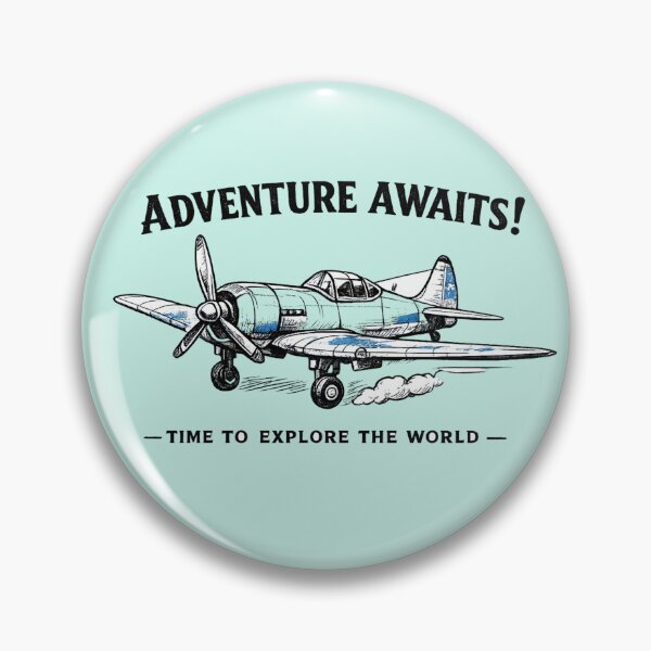 Item preview, Retro Propeller Airplane Line Art – Black Ink with Blue Accents | AI Generated Aviation Design designed and sold by Cleora Visuals.