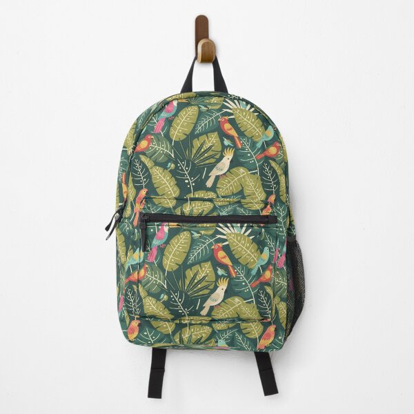 Item preview, Toucan Parrots Cockatiels Seamless Pattern in Jungle Leaves – Scandinavian Folk Art by heidiannemorris © designed and sold by FOLK ART FUSION by heidiannemorris.