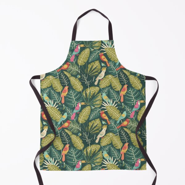 Item preview, Toucan Parrots Cockatiels Seamless Pattern in Jungle Leaves – Scandinavian Folk Art by heidiannemorris © designed and sold by FOLK ART FUSION by heidiannemorris.