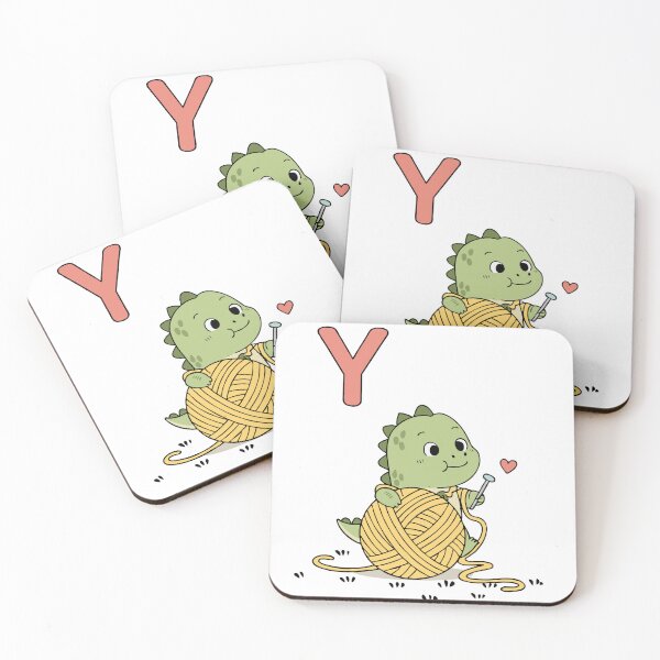 Item preview, Y for Yarn – Cute Dinosaur Knitting Alphabet Art for Kids designed and sold by MeeraArts&Crafts.