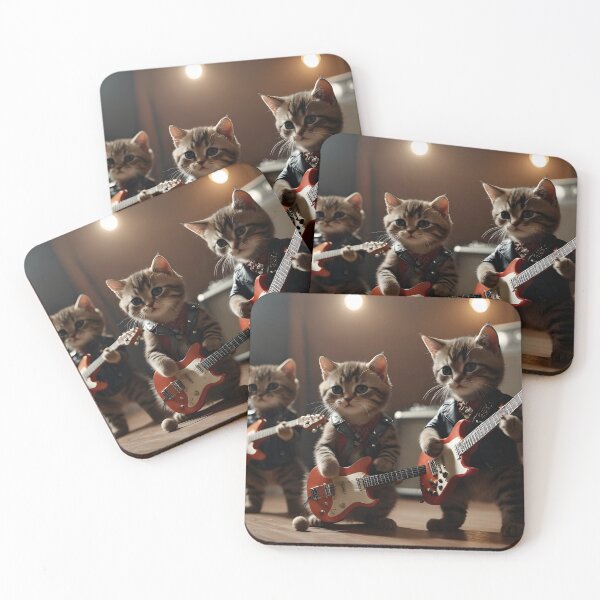 Item preview, Cats in a band playing guitar - cool cats in a music studio designed and sold by Dazzio Designs.