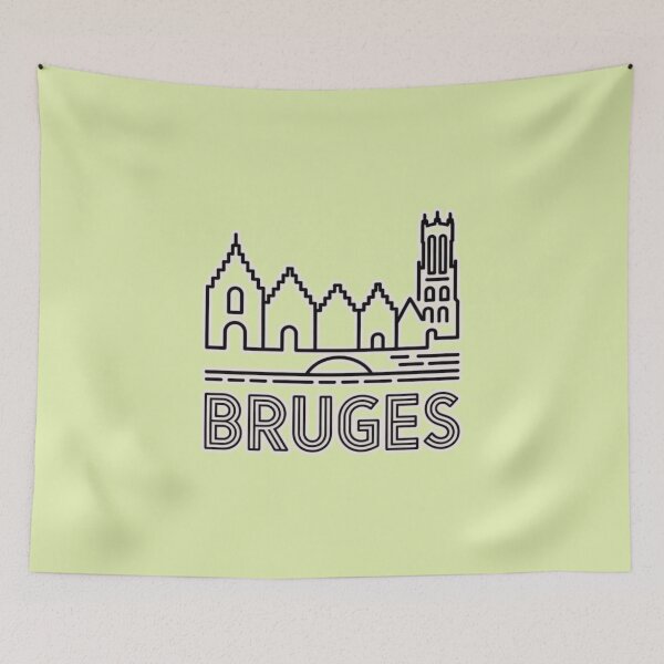 Item preview, Bruges Belgium Minimal Line Art T-Shirt | Travel Skyline Outline Design designed and sold by Timeless Design.