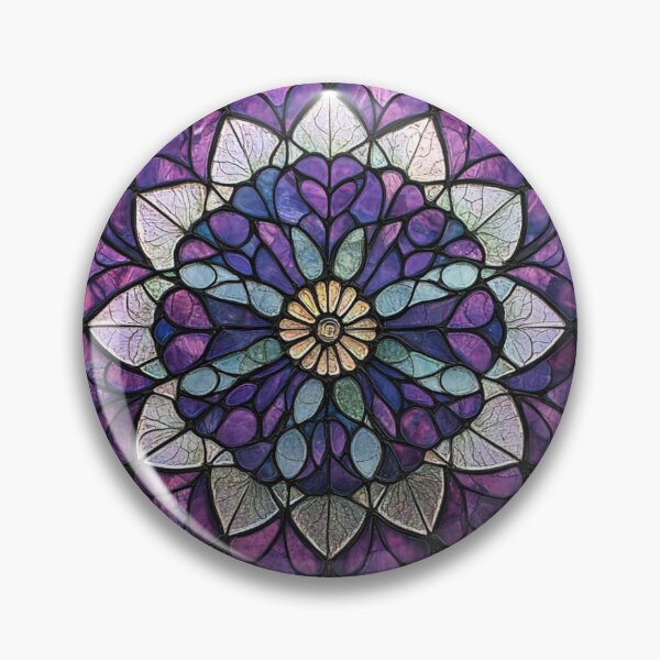 Item preview, Stained Glass Violet Teal Inspired Mosaic Mandala Pattern designed and sold by GrinGalore.