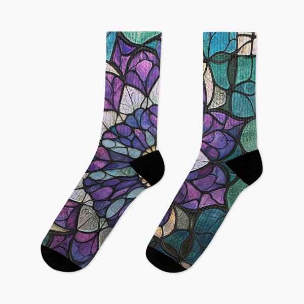 Item preview, Stained Glass Violet Teal Inspired Mosaic Mandala Pattern designed and sold by GrinGalore.