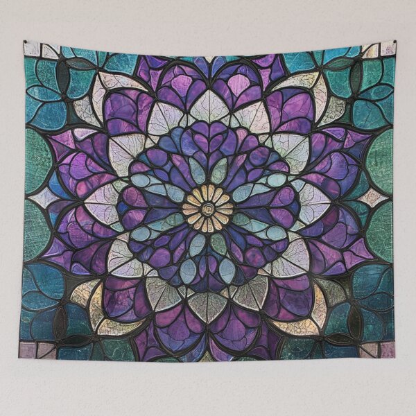 Item preview, Stained Glass Violet Teal Inspired Mosaic Mandala Pattern designed and sold by GrinGalore.