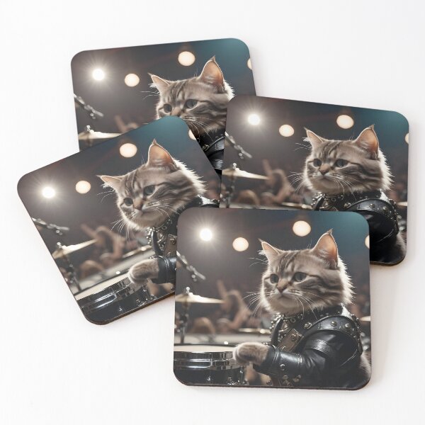 Item preview, Cute cat playing drums at a concert - Cat lovers gift designed and sold by Dazzio Designs.