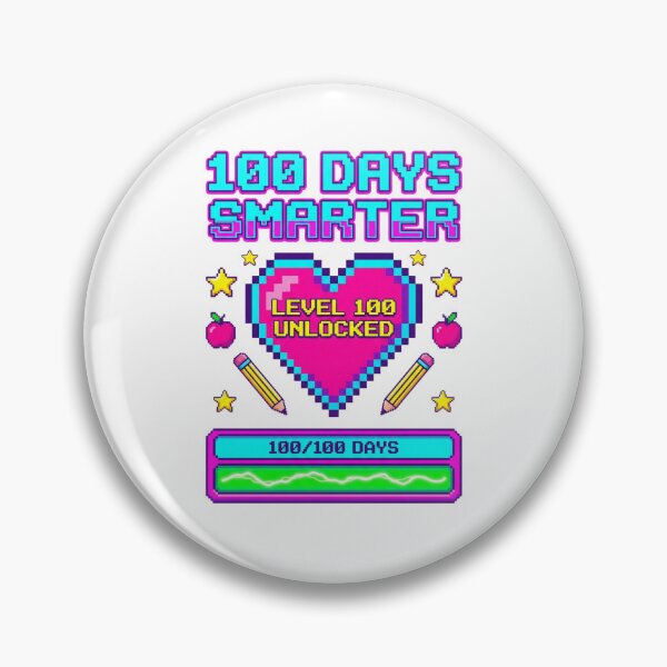 Item preview, 100 Days of School Level 100 Unlocked Retro Gamer Pixel Art designed and sold by Chejen Charity.