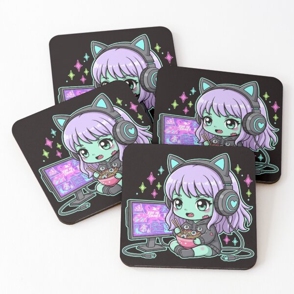 Item preview, Kawaii Zombie Gamer Girl Ramen & Eyeballs Sticker designed and sold by ViviByPaula.