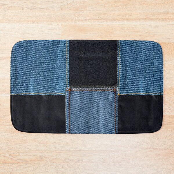 Item preview, Black and Blue Washed-Out Denim Patch Pattern designed and sold by ImprInsta.