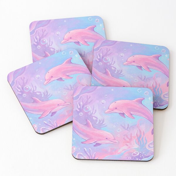 Item preview, Pink dolphins underwater at ocean artwork wallart designed and sold by LoventoArt.