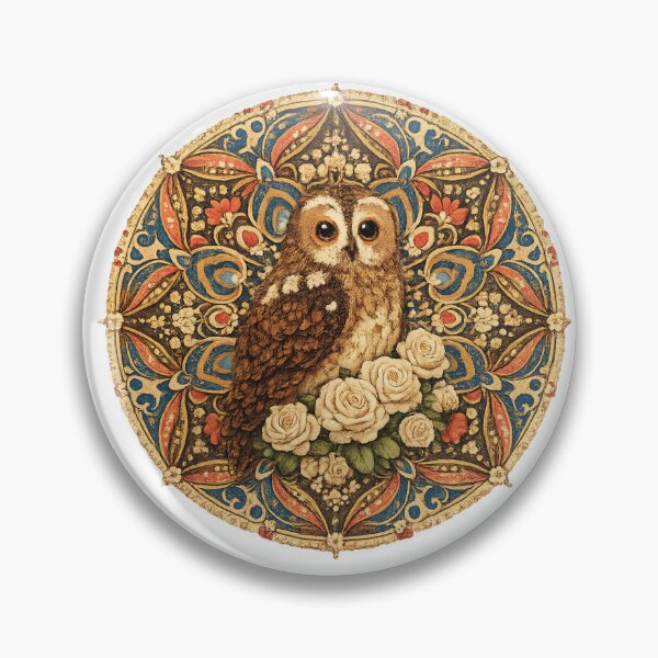 Item preview, Vintage Owl & Roses – Mandala Art designed and sold by Colorshow-relax.