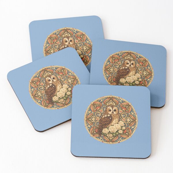 Item preview, Vintage Owl & Roses – Mandala Art designed and sold by Colorshow-relax.