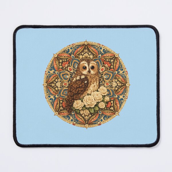 Item preview, Vintage Owl & Roses – Mandala Art designed and sold by Colorshow-relax.