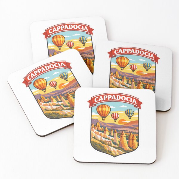 Item preview, Cappadocia Hot Air Balloons Vintage Color-Block Travel Art | Sticker & T-Shirt Design designed and sold by NewNomads.
