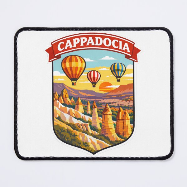 Item preview, Cappadocia Hot Air Balloons Vintage Color-Block Travel Art | Sticker & T-Shirt Design designed and sold by NewNomads.