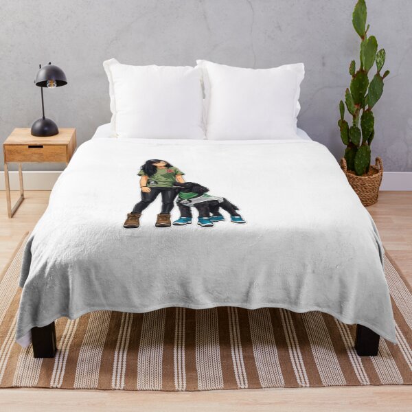 Item preview, Anime Girl with Black Poodle in Blue Shoes - Cute Dog Art designed and sold by StickerBuild07 .