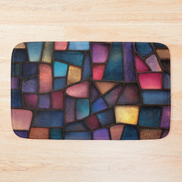 Item preview, Stained Glass Colorful Abstract Cubes Pattern designed and sold by GrinGalore.