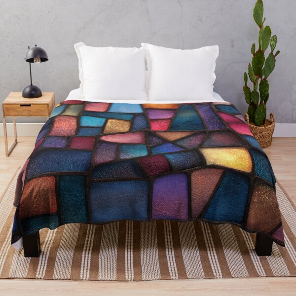 Item preview, Stained Glass Colorful Abstract Cubes Pattern designed and sold by GrinGalore.