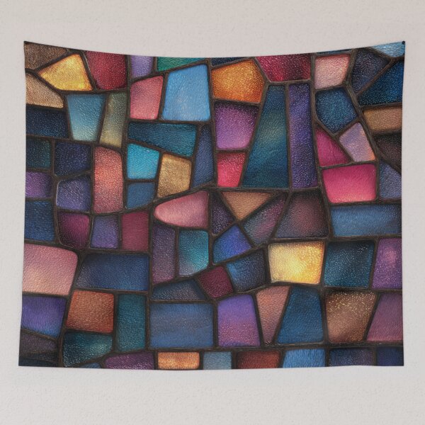 Item preview, Stained Glass Colorful Abstract Cubes Pattern designed and sold by GrinGalore.