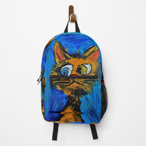 Item preview, ​Quirky Expressionist Cat – Whimsical Orange Kitty Acrylic Painting designed and sold by BeyondInkwell.