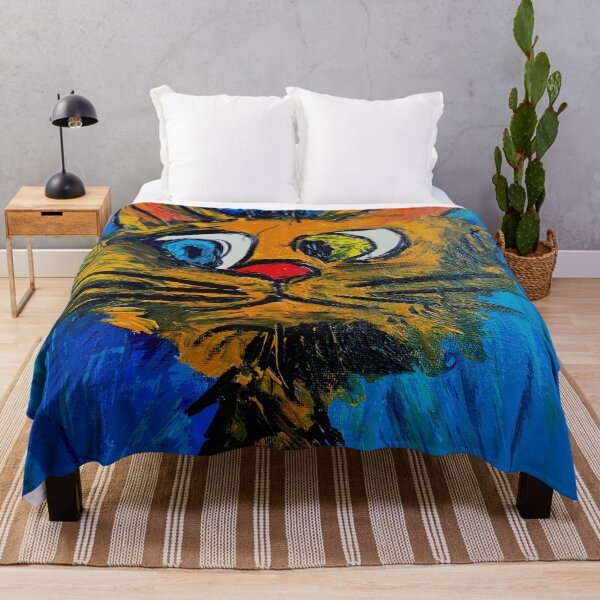 Item preview, Quirky Expressionist Cat – Whimsical Orange Kitty Acrylic Painting designed and sold by BeyondInkwell.