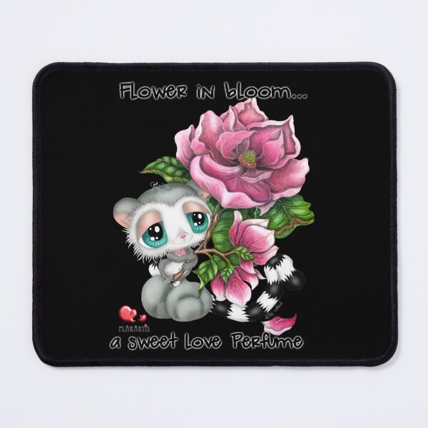 Item preview, Cute Kawaii Lemur Holding Pink Flower – Flower in Bloom Sweet Love Perfume Hand Drawn Illustration designed and sold by Plakartis.
