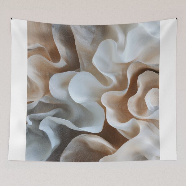 Item preview, Flowing abstract Beige and White Fabric designed and sold by lautir.