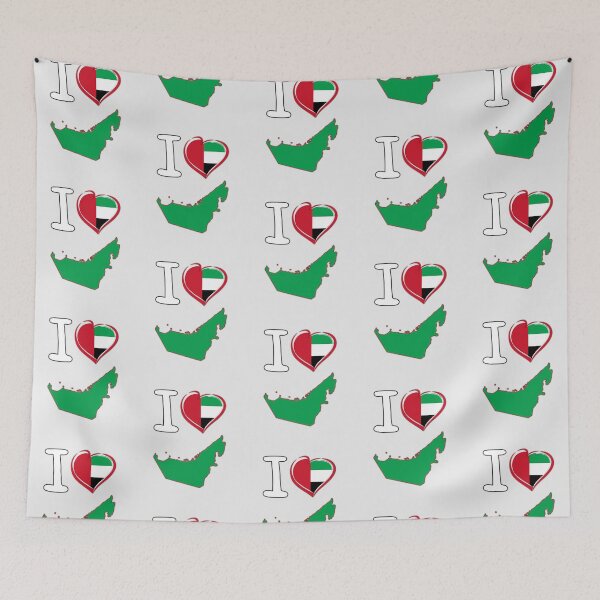 Item preview, I Love UAE - United Arab Emirates Flag Heart Map designed and sold by mashmosh.
