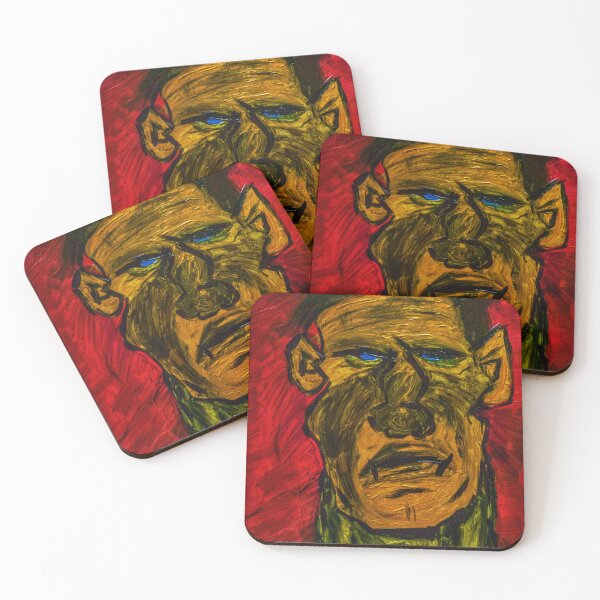 Item preview, The Expressionist – Bold Red and Ochre Portrait designed and sold by WimziRides.
