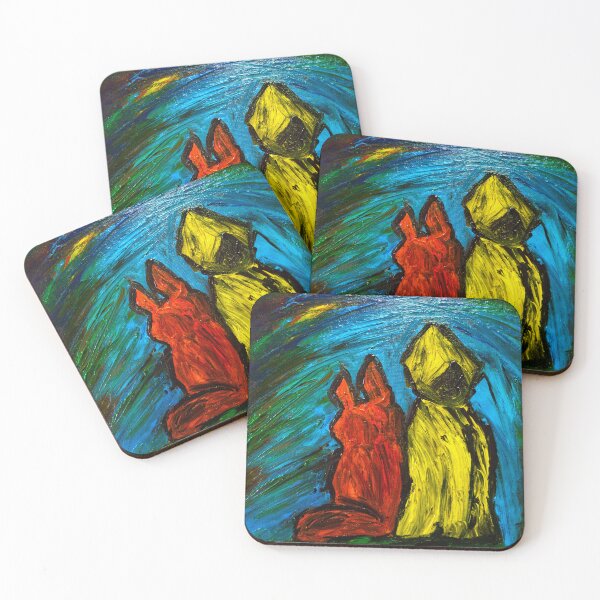 Item preview, Forest Friends in the Dark | Impasto Texture Painting designed and sold by WimziRides.