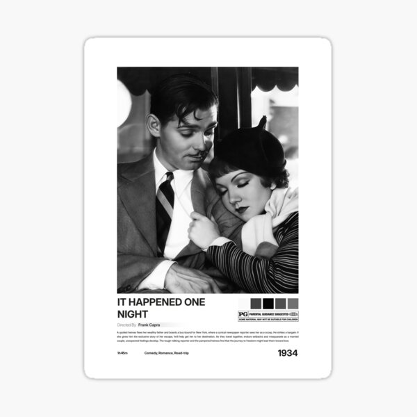 It Happened One Night Movie Poster Sticker