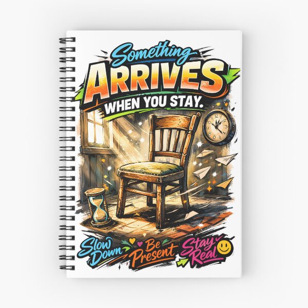 Item preview, Something Arrives When You Stay - Mindfulness Art & Retro Graffiti Streetwear - The Chair That Waited Inspirational Quote for Meditation, Mental Health Awareness, and Slow Living Presence. designed and sold by Vivaan Studio.