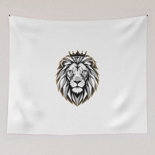 Item preview, Majestic Geometric Lion King - Royal Crowned Predator Art designed and sold by Crown & Claw.