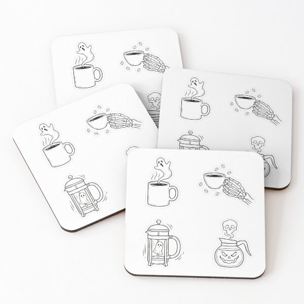 Item preview, Spooky Dark Aesthetic Coffee and Ghostly Line Art Set designed and sold by NonditStudio.