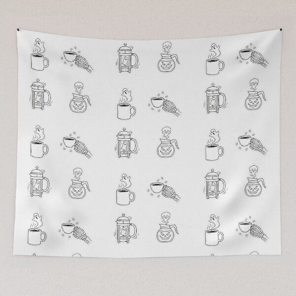 Item preview, Spooky Dark Aesthetic Coffee and Ghostly Line Art Set designed and sold by NonditStudio.