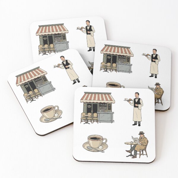 Item preview, Vintage Parisian Café and Retro Gentleman Illustration Set designed and sold by NonditStudio.