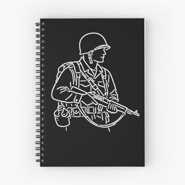 Item preview, Minimalist White Line Art of Armed Soldier in Profile designed and sold by optimusprime39.