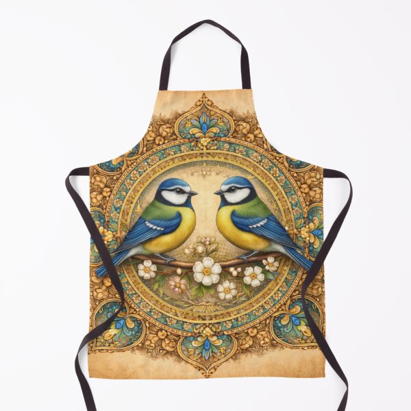 Item preview, Blue Tit Lovebirds – Vintage Floral Mandala Illustration designed and sold by Colorshow-relax.