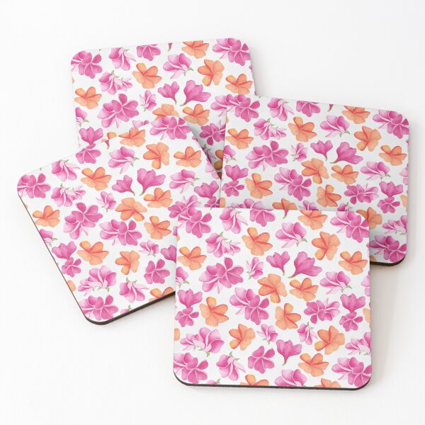 Item preview, PLUMERIA-Tropical Pink & Orange Watercolor Flowers designed and sold by THE COLOR ALCHEMY.