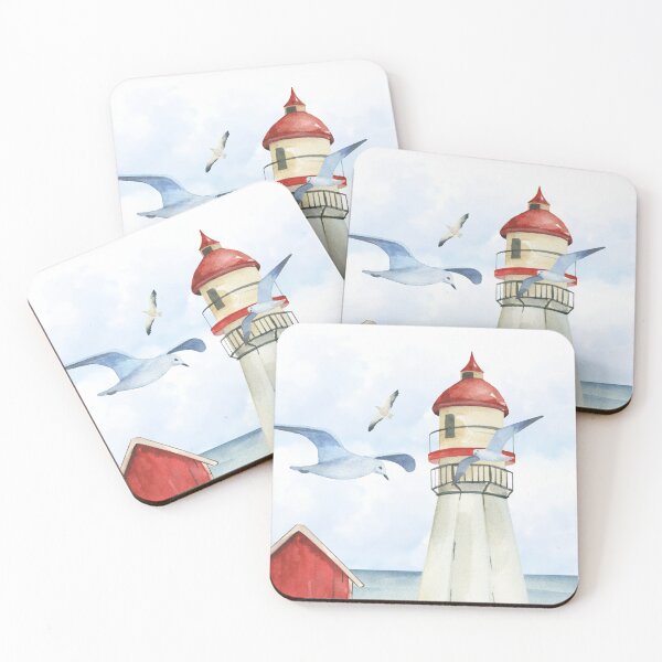 Item preview, Lighthouse  Three Seagulls Flying Over the Sea  designed and sold by bettypure.