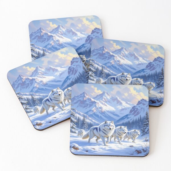 Item preview, White Wolves in Snow – Surreal winter landscape with light magic and silent wilderness energy designed and sold by FotoworldEdel.