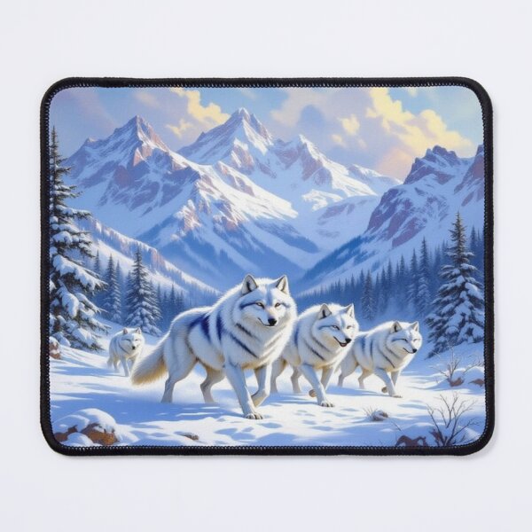 Item preview, White Wolves in Snow – Surreal winter landscape with light magic and silent wilderness energy designed and sold by FotoworldEdel.