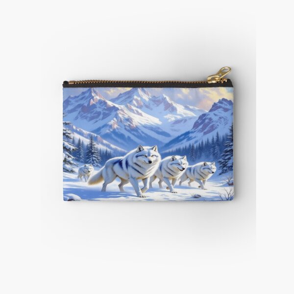 Item preview, White Wolves in Snow – Surreal winter landscape with light magic and silent wilderness energy designed and sold by FotoworldEdel.