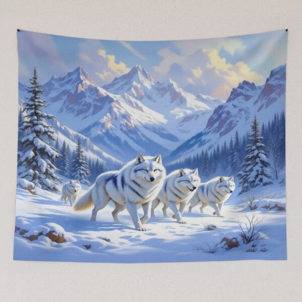 Item preview, White Wolves in Snow – Surreal winter landscape with light magic and silent wilderness energy designed and sold by FotoworldEdel.