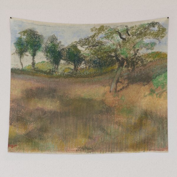 Item preview, Ploughed Field Bordered By Trees by Edgar Degas: Quiet Rural Landscape designed and sold by artofuniverse.