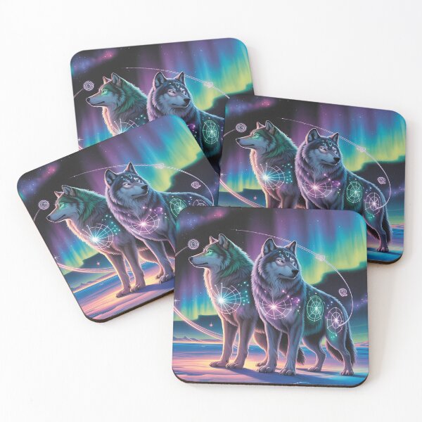 Item preview, Cosmic Spirit Wolves Aurora Art designed and sold by RkskArt.