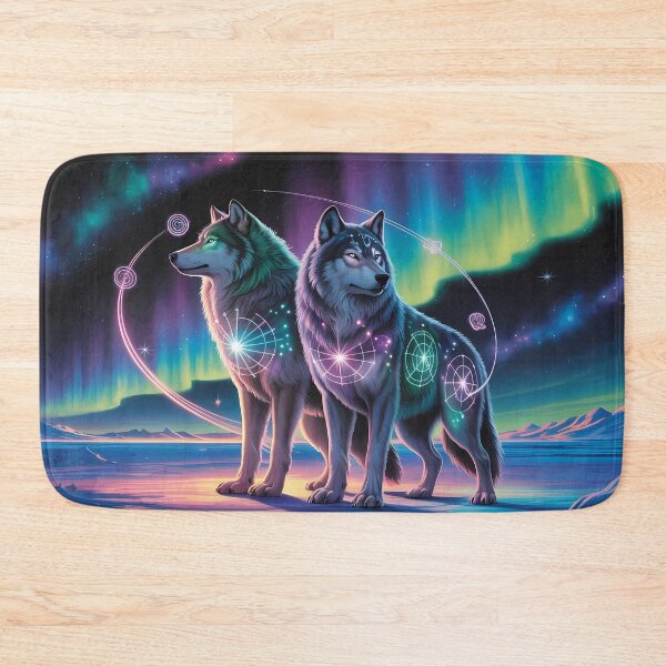 Item preview, Cosmic Spirit Wolves Aurora Art designed and sold by RkskArt.