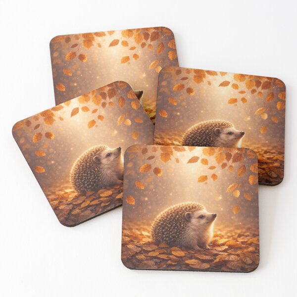Item preview, Hedgehog – Autumn Stillness Beneath Falling Leaves designed and sold by GeoWild Designs.